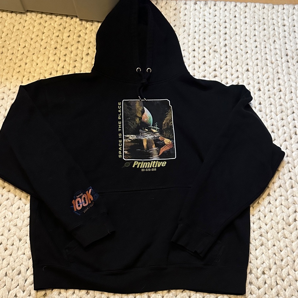 Primitive Black Hoodie with Cosmic Graphic